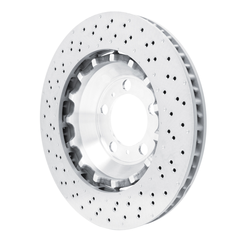 Porsche 911 Brake Rotor (1) - Front Right - R1 Concepts - Drilled Carbon Alloy GeoMET - `13-`19